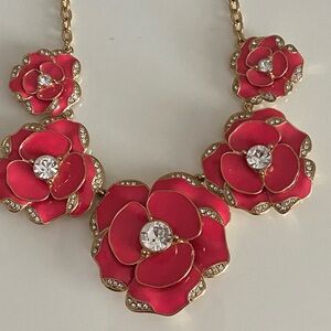 Kate Spade Pink and Gold Floral Necklace